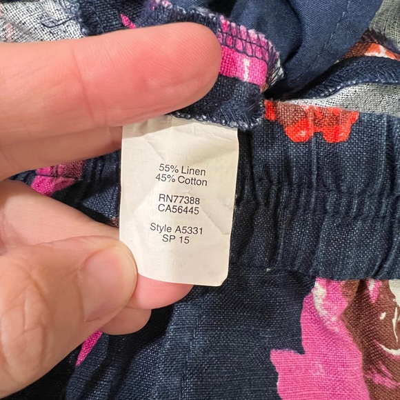 J.Crew Navy Blue Linen Blend Shorts with Floral Pattern, Size 4 - Picture 3 of 5